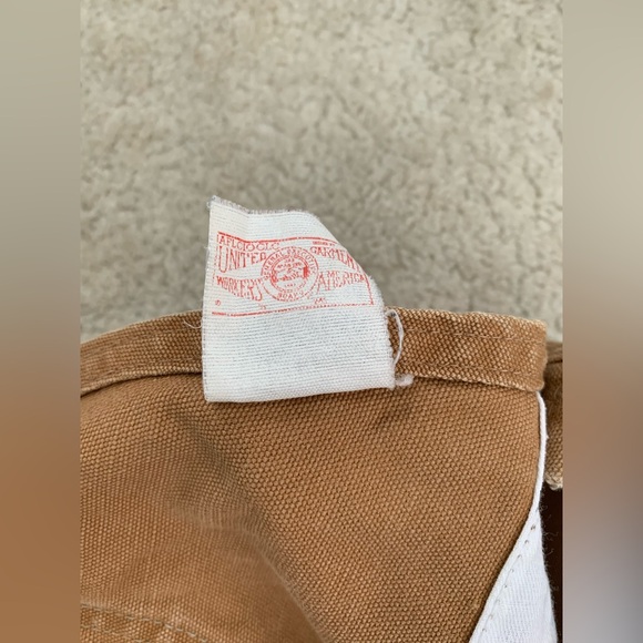 Vintage Carhartt 38x30 Double Knee Overalls Tan Duck Canvas USA Union Made 6FB - Picture 4 of 14